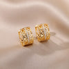 Hollow Heart Hoop Earrings for Women Girls Romantic Stainless Steel Gold Color Zircon Earrings 2023 Trend Couple Jewelry Gift