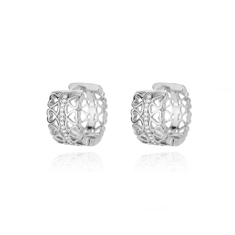 Hollow Heart Hoop Earrings for Women Girls Romantic Stainless Steel Gold Color Zircon Earrings 2023 Trend Couple Jewelry Gift