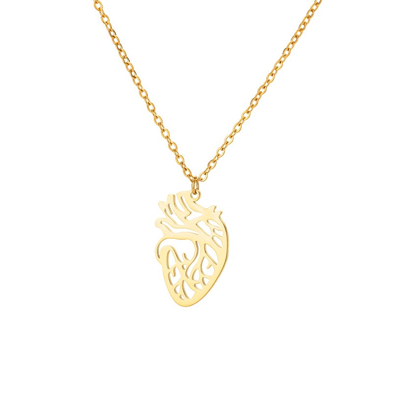 Hollow Heart Pendant Necklace for Women Stainless Steel Gold Color Necklaces 2023 Trend Couple Jewelry collares mujer