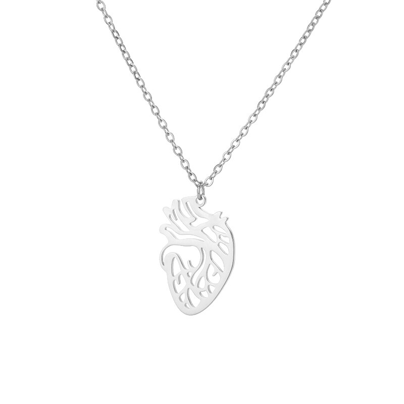Hollow Heart Pendant Necklace for Women Stainless Steel Gold Color Necklaces 2023 Trend Couple Jewelry collares mujer