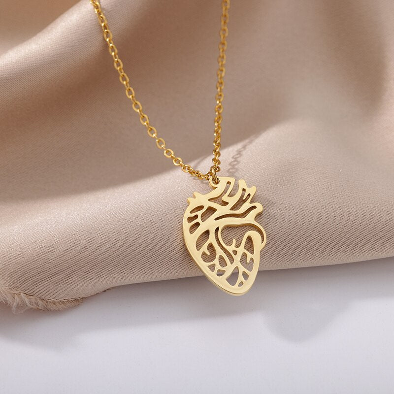 Hollow Heart Pendant Necklace for Women Stainless Steel Gold Color Necklaces 2023 Trend Couple Jewelry collares mujer