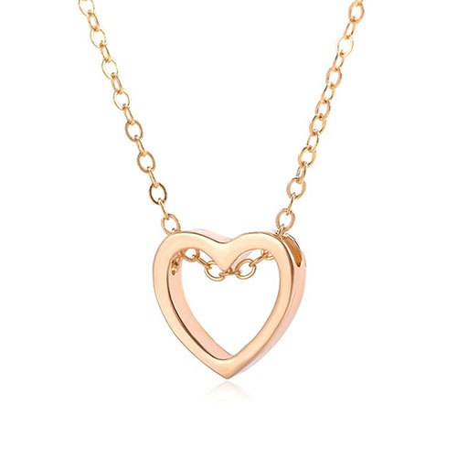 Hollow Heart Pendants Link Chain Necklaces For Women Gold Silver Color Stainless Steel Color Charm Choker Jewelry Accessories