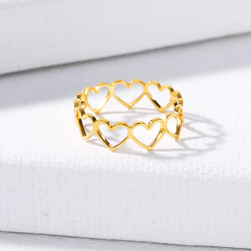 Hollow Heart Rings For Women Stainless Steel Heart Couple Ring 2023 Trend Lover Wedding Jewelry Anillos Mujer Birthday Gift