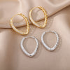 Hollow Hexagon Hoop Earrings for Women Stainless Steel Gold Color Zircon Earrings Female 2023 Trend Couple Wedding Jewelry femme