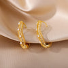 Hollow Hexagon Hoop Earrings for Women Stainless Steel Gold Color Zircon Earrings Female 2023 Trend Couple Wedding Jewelry femme