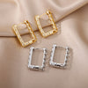Hollow Hexagon Hoop Earrings for Women Stainless Steel Gold Color Zircon Earrings Female 2023 Trend Couple Wedding Jewelry femme