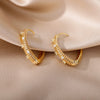 Hollow Hexagon Hoop Earrings for Women Stainless Steel Gold Color Zircon Earrings Female 2023 Trend Couple Wedding Jewelry femme