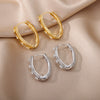 Hollow Hexagon Hoop Earrings for Women Stainless Steel Gold Color Zircon Earrings Female 2023 Trend Couple Wedding Jewelry femme