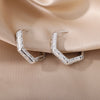 Hollow Hexagon Hoop Earrings for Women Stainless Steel Gold Color Zircon Earrings Female 2023 Trend Couple Wedding Jewelry femme