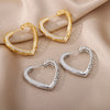 Hollow Hexagon Hoop Earrings for Women Stainless Steel Gold Color Zircon Earrings Female 2023 Trend Couple Wedding Jewelry femme