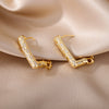 Hollow Hexagon Hoop Earrings for Women Stainless Steel Gold Color Zircon Earrings Female 2023 Trend Couple Wedding Jewelry femme