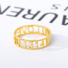 Hollow Letter Stainless Steel Custom Ring Anillos Mujer Gold  Engraved Rings For Women Bagues Pour Femme Wedding Rings BFF