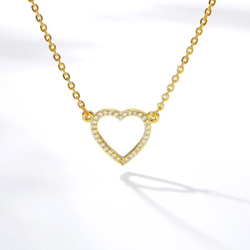 Hollow Love Heart Crytal Necklace Women Collares De Moda 2023 Jewelry Ketting Choker Necklaces Pendents Birthday Gifts