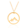 Hollow Mountain Range Pendant Necklace Round Gold Silver Minimalist collar Simple Fashion Adventure Nature Jewelry Gift for kids
