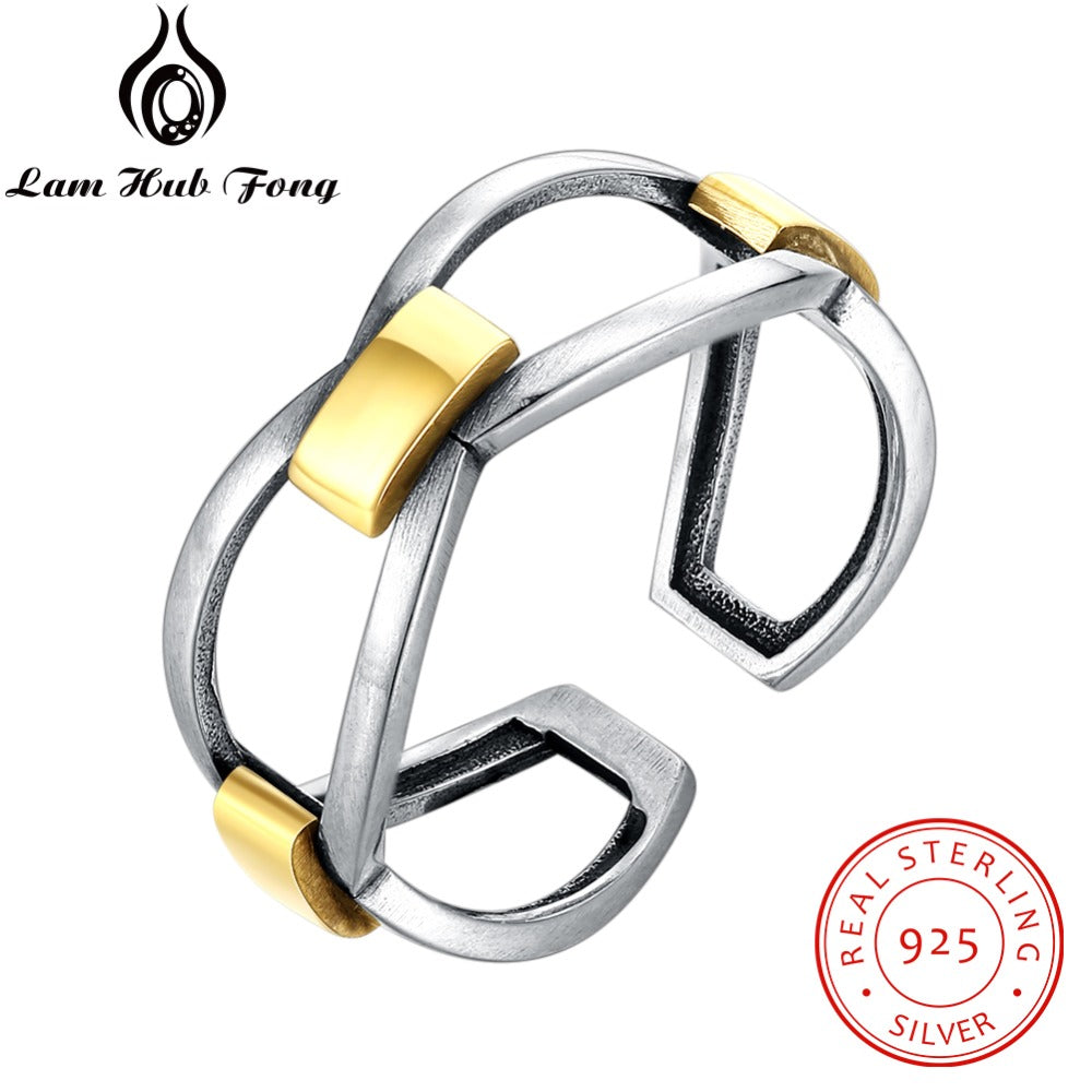Hollow Out Design 925 Sterling Silver Open Ring Silver Female Jewelry Vintage Adjustable Rings For Women ( RI103549)