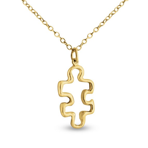 Hollow Outline Puzzle Piece Autism Awareness Quote Jigsaw Necklace Mentor Teacher Mom Friends Meaningful charm necklace jewelry