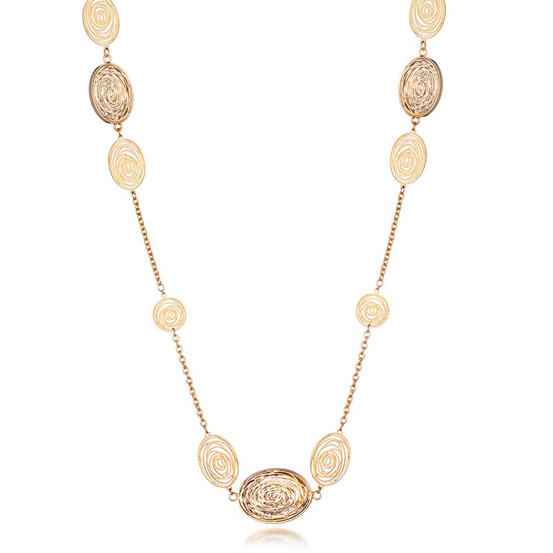 Hollow Oval Flower Pendant Necklaces For Woman Gold Color Long Sweater Chain Necklaces Bohemia Jewelry Accessories Gifts