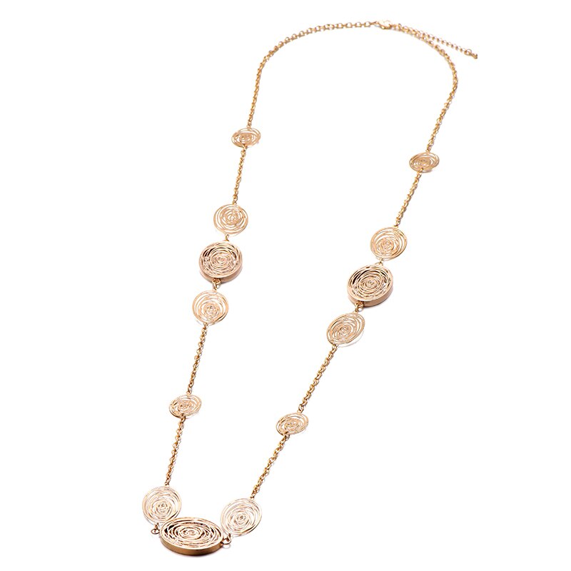 Hollow Oval Flower Pendant Necklaces For Woman Gold Color Long Sweater Chain Necklaces Bohemia Jewelry Accessories Gifts