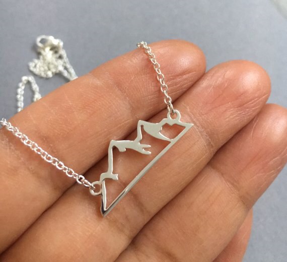 Hollow Small Mountain Peak Top Range Motivational Alpine Camping Campers Biking Rock Hill Landscape Scenery Charm Chain Necklace