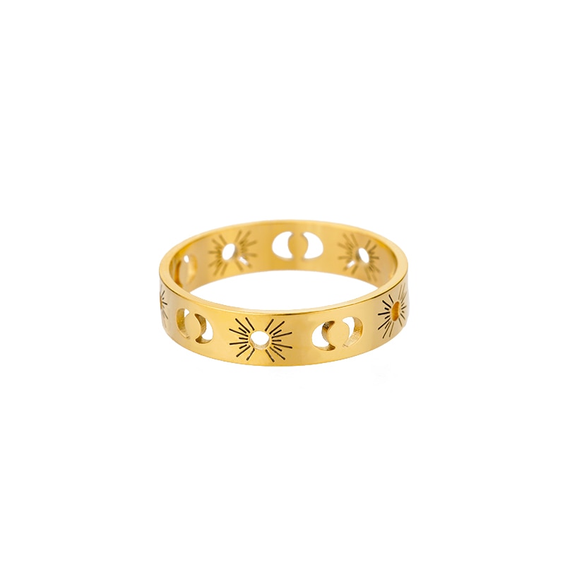 Hollow Stars Rings for Women Stainless Steel Gold Color Geometric Couple Ring 2023 Trend Wedding Aesthetic Jewelry anillos mujer