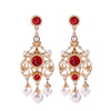 Hollowed Alloy Simulated Pearl Earrings Online Shopping India Fashion Patterned Red Hanging Earrings Jewelry