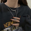 Hong Kong Style Retro Light  Pearl Stitching Hip-Hop Butterfly Pendant Necklace Simple Thick Chain Clavicle Chain