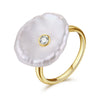 100% Natural Pearl Rings 925 Sterling silver Ring jewelry Flat Baroque Pearl Gold Ring for Women Party Wedding