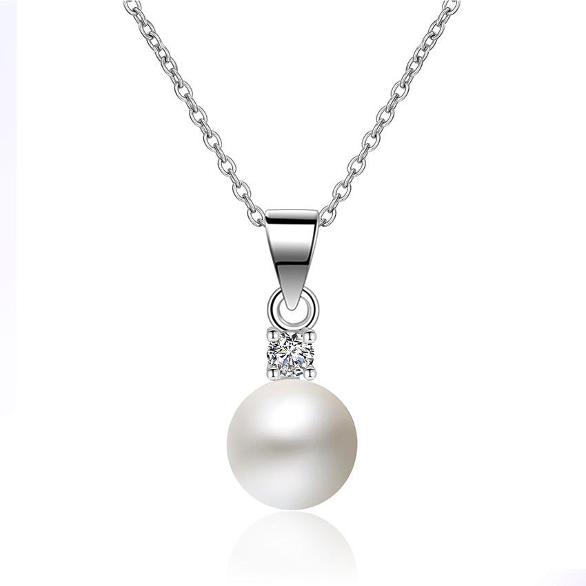 2020 Classic Simple 925 Sterling Silver Chain Natural Pearl Necklace for Women Pendant Jewelry Necklace For Gift