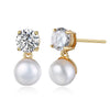 2020 Hot Shiny Round Natural Pearl Stud Earrings With 925 Sterling Silver For Women Charm Jewelry Best Gift