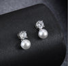 2020 Hot Shiny Round Natural Pearl Stud Earrings With 925 Sterling Silver For Women Charm Jewelry Best Gift