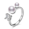 2020 Lovely Chic Natural Pearl 925 Sterling Silver Adjustable Rings Jewelry Exquisit for Women with Gift Box