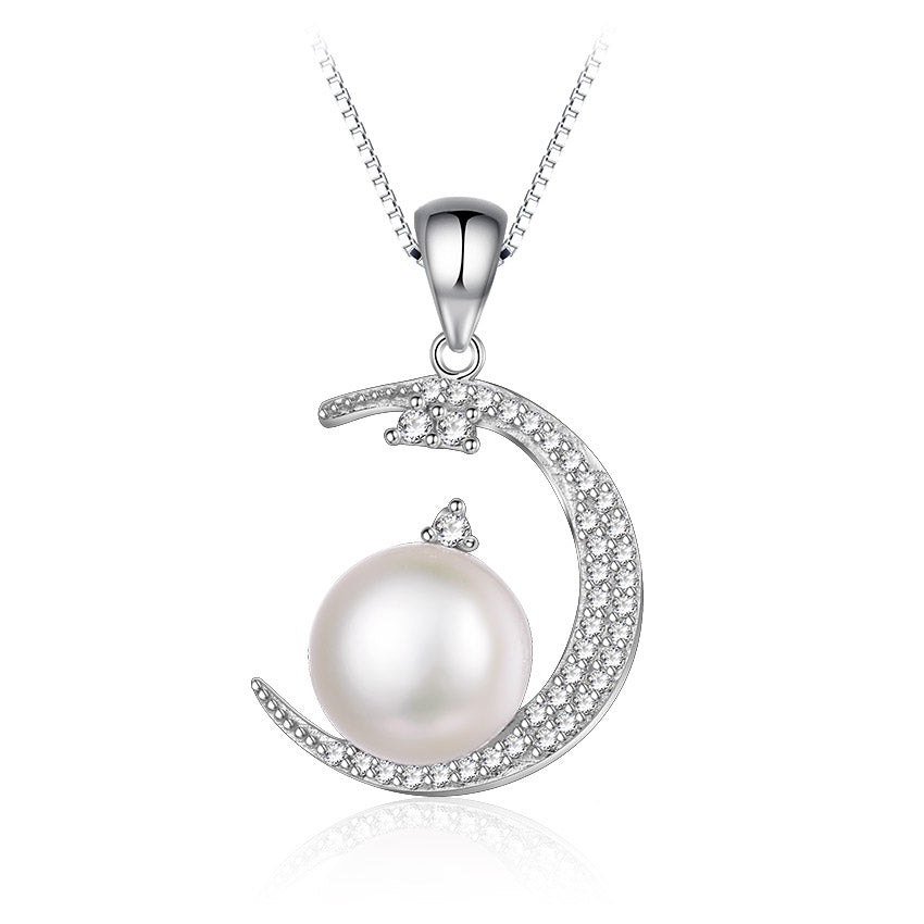 2020 New Desgin Natural Pearl 925 Sterling Silver Pendant Necklaces Moon Mysterious Romantic for Women Jewelry