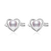2020 New Design 925 Sterling Silver Natural Pearl Stud Earrings Heart One Love Earrings Women Jewelry Gifts
