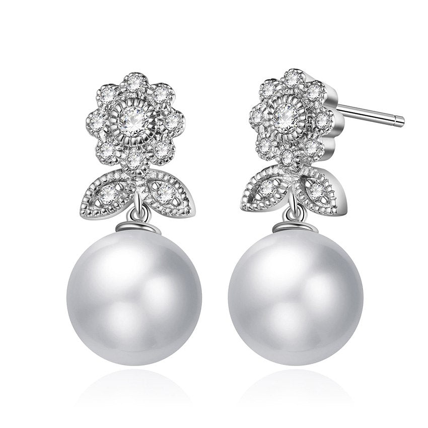 2020 New Design Flower Earrings For Women Natural Pearl With 925 Sterling Silver Earring Gift For Party