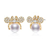 2020 New Fashion 925 Sliver Zircon Bee Earrings Temperament Natural Pearl Jewelry Stud Earring Birthd Gift