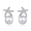 2020 New Hot Fashion Natural Pearl with 925 Sterling Silver Five-pointed Star Stud Earrings Brincos Oorbellen