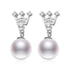2020 New Spike Crown 925 Sterling Silver Natural Pearl Earrings Real Genuine Charm Pearl Jewelry 10mm pearl