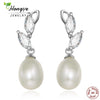 2020 New Style 925 Sterling Silver 100% Natural Pearl Jewelry Drop Earrings Leaves Fresh Lovely For Women