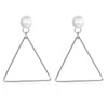 2020 New Triangle Dangle Earrings Women 100% Genuine Natural Pearl 925 Sterling Silver Jewelry Birthd Gift