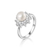 2020 Snowflake Rings for Women 100% 925 Sterling Silver White Pearl Wedding Jewelry Elegance Pearls Bijoux