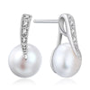 925 Real Silver Earrings 100% Real Natural Pearl Stud Earring Women real pearl Crystal Wedding Trendy Jewelry