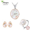 925 Silver Jewelry Sets for Women Natural Pearl Stud Earrings Flat Baroque Necklace Jewelry Set Wedding Gift