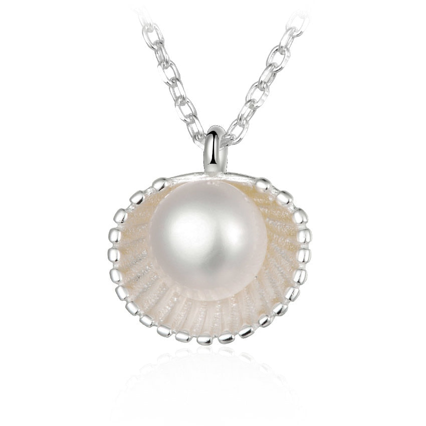 925 Sterling Silver Natural Pearl Pendant Necklaces Lovely Shells Popular for Women Gifts Jewelry for Party