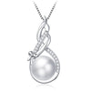 925 Sterling Silver with Natural Pearl Cute Bowknot Necklaces & Pendants Shiny Zircon Charm Party Accessories for Women