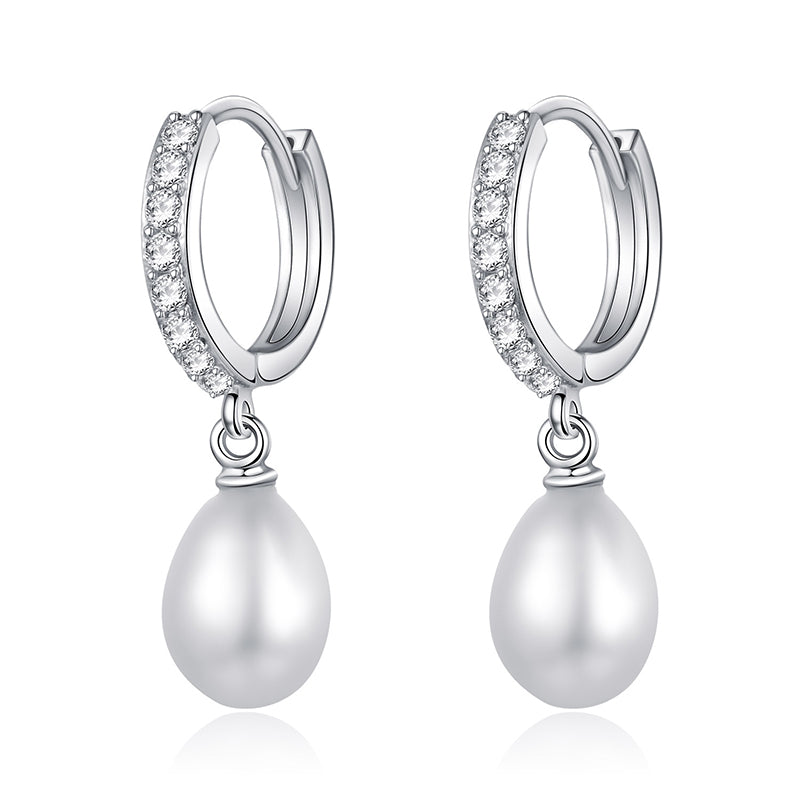 925 Sterling Sliver Nature Pearls Waterdrop Drop Earrings AAA Zircon for Women Korean Fashion Brincos Jewelry