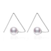Fashion Retro Personalized Triangle Natural Pearl with 925 Sterling Silver Drop Earrings Women Jewelry Geometric Brincos