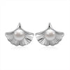 Ginkgo Biloba Leaf Stud Earring Real Pearl Earrings For Women Girl Fashion Female Sterling-silver-Jewelry Gift