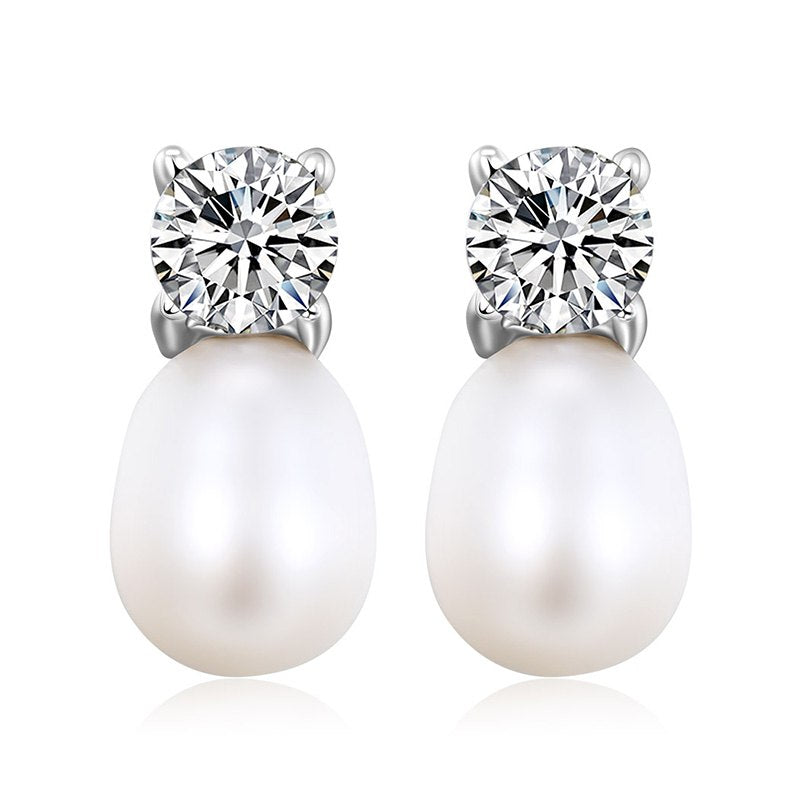 HOT CHEAP SALE!!Real Pearl 925 Silver Earrings Stud Earrings Fashion Girls' Female Lady's Jewelry Nice Gifts