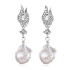 Mother's d gift! Natural Irregular Pearl 925 Sterling Silver Drop Earrings For Women For Love Mom Gift Box