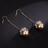 Natural Pearl Drop Earrings For Women Pendant Silver Zircon Dangle Ear Round Earrings Gold Real Pearl Earring